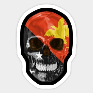 Papua New Guinea Flag Skull - Gift for Papua New Guinean With Roots From Papua New Guinea Sticker